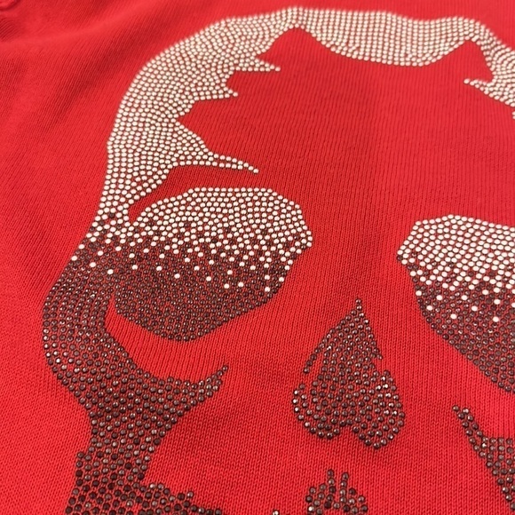Zadig & Voltaire Womens  Miss Skull Degrade Studs Sweater in Rouge SzSmall - Picture 10 of 11